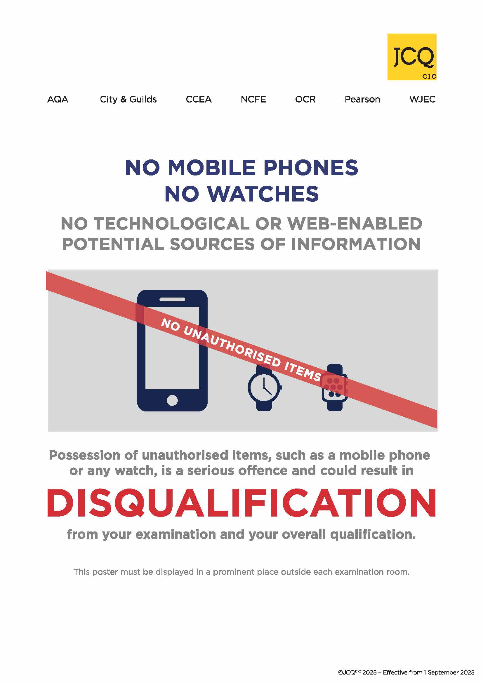 JCQ e-info Unauthorised Items