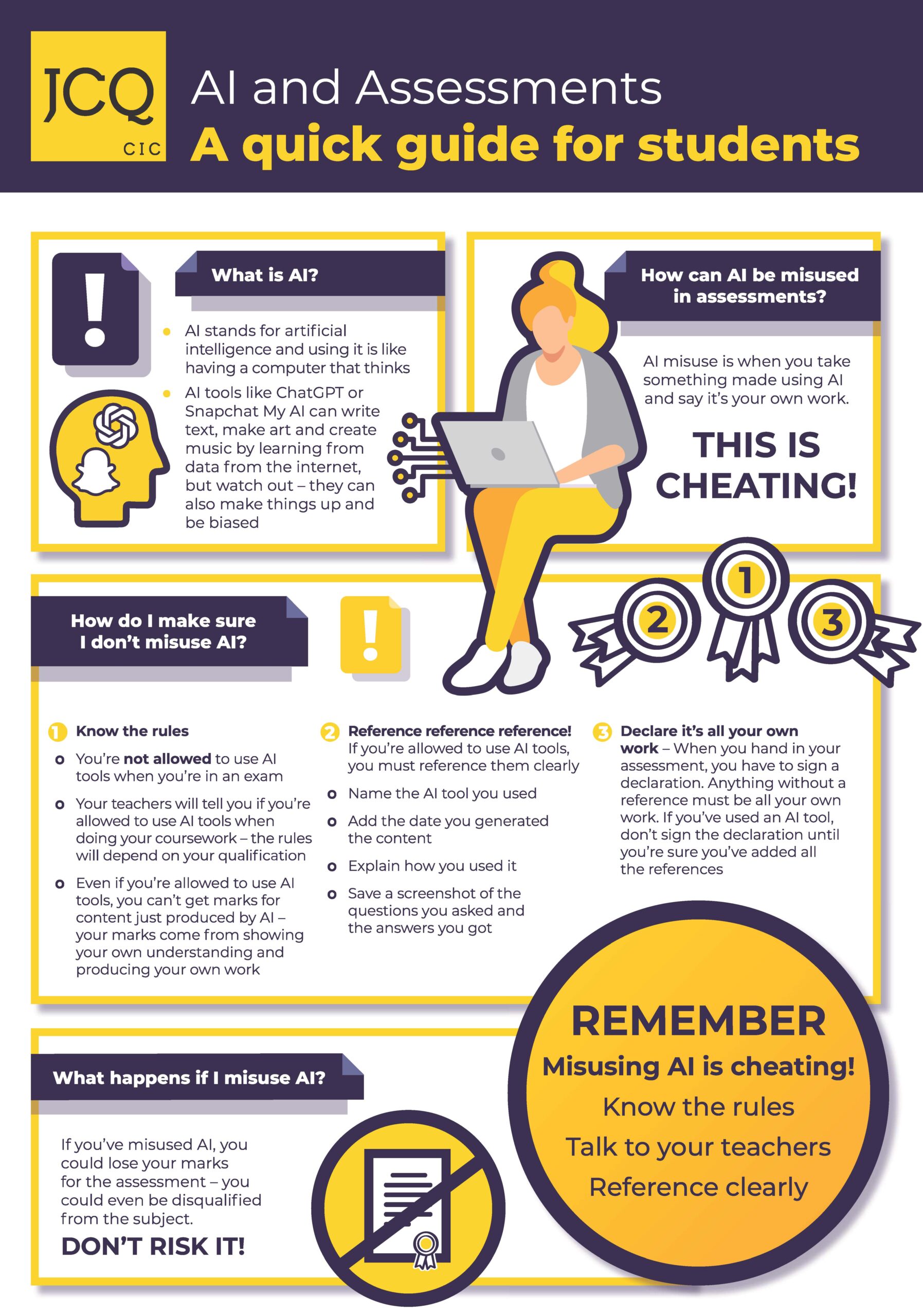 JCQ AI and Assessments Guide for Students Infographic